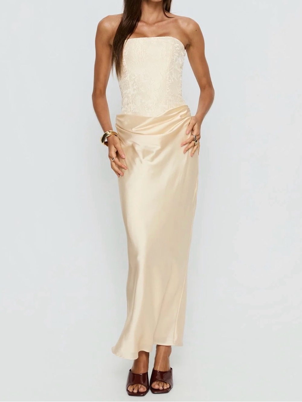 Strapless Satin Maxi dress